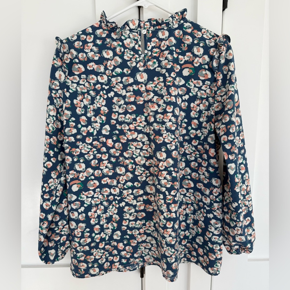 Michele McDowell Navy Floral Blouse - Picture 2 of 9